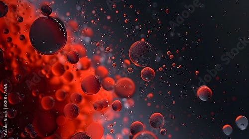 red oil bubbles on a dark background