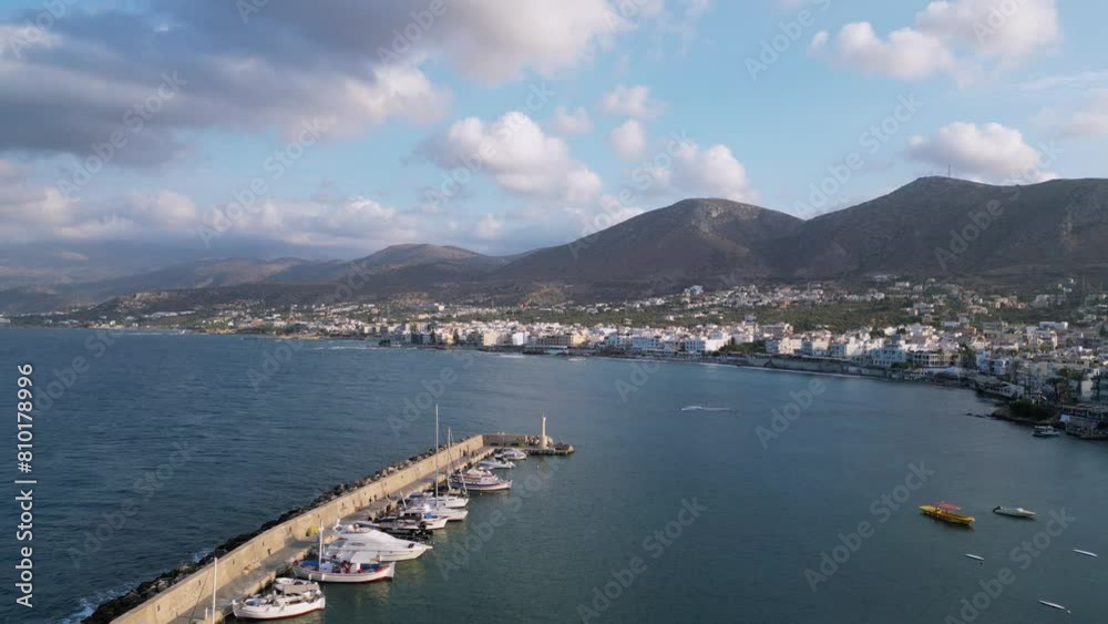 Hersonissos or Chersonissos harbor, aerial view, Crete, Greece Hersonissos or Chersonissos harbor, aerial view, Crete, Greece