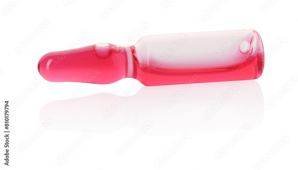 One glass ampoule with liquid isolated on white One glass ampoule with liquid isolated on white