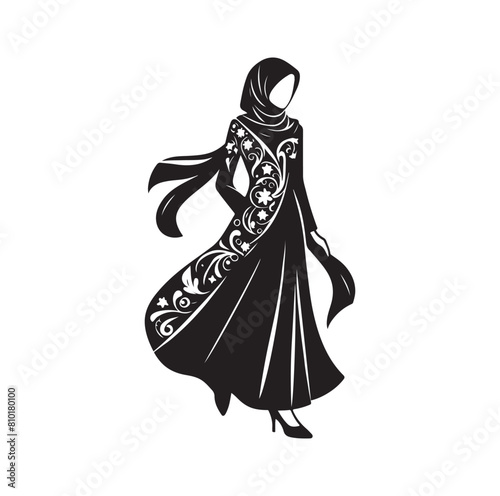 hijab style fashion vector illustration design silhouette style