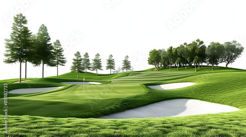 Elite golf tournaments at world-renowned courses isolated on white background, simple style, png
 photo
