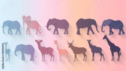 A colorful image of various animals  including cats  dogs  and horses