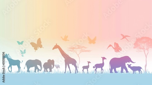 A colorful poster of animals in the wild