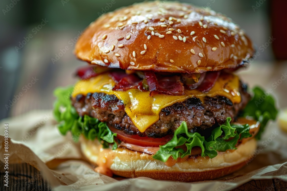Delectable Cheeseburger With Bacon, Lettuce, and Tomato Delectable Cheeseburger With Bacon, Lettuce, and Tomato