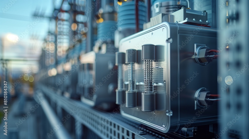 Ultra HD Photo of a Silver-toned Capacitor Bank at an Electrical Substation, Focus on Energy Management Ultra HD Photo of a Silver-toned Capacitor Bank at an Electrical Substation, Focus on Energy Management