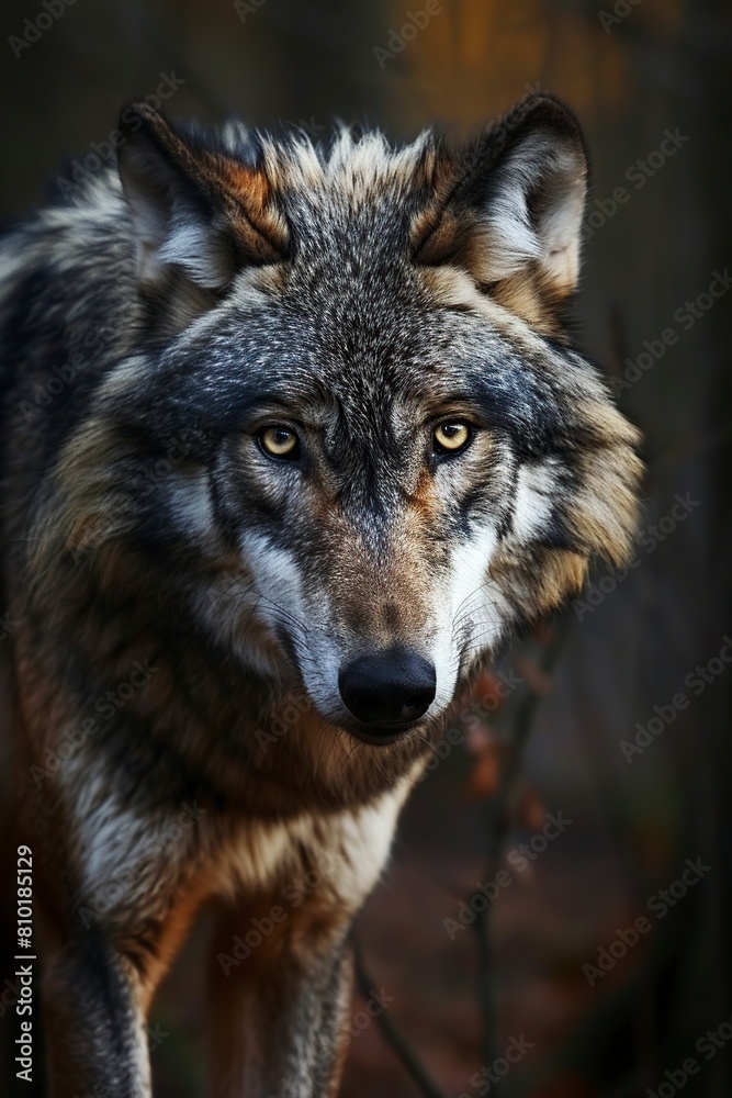 Obraz premium Wolf With Yellow Eyes Staring