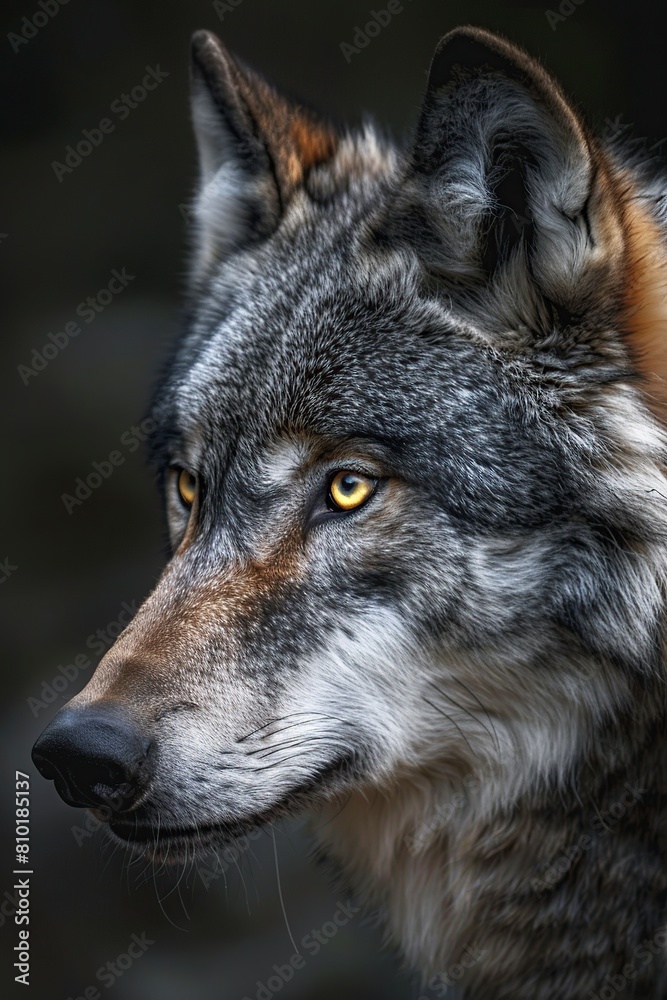 Wolf With Yellow Eyes Staring