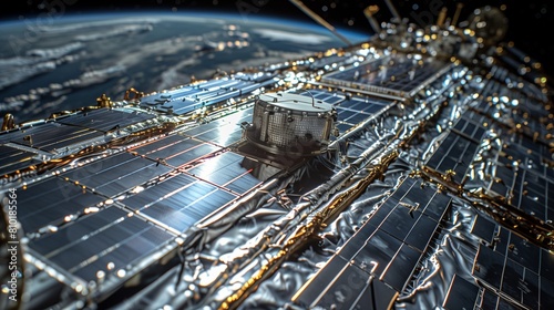 Ultra HD Photo of a Silver-toned Satellite Solar Panel Array, Focus on Renewable Energy in Space