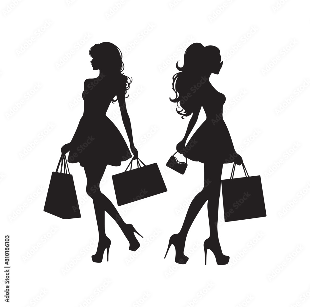 Shopping Girl vector illustration silhouette style