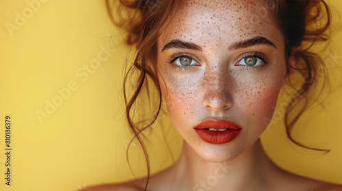 Woman With Freckled Hair and Blue Eyes