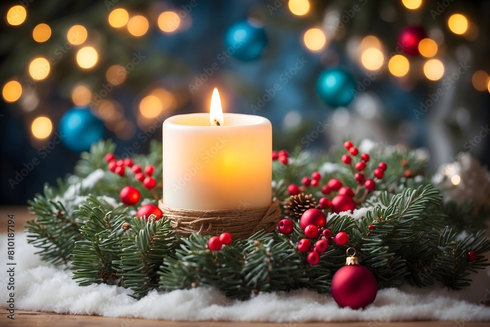 Warmes Kerzenlicht in einer festlichen Weihnachtsszenerie Warmes Kerzenlicht in einer festlichen Weihnachtsszenerie