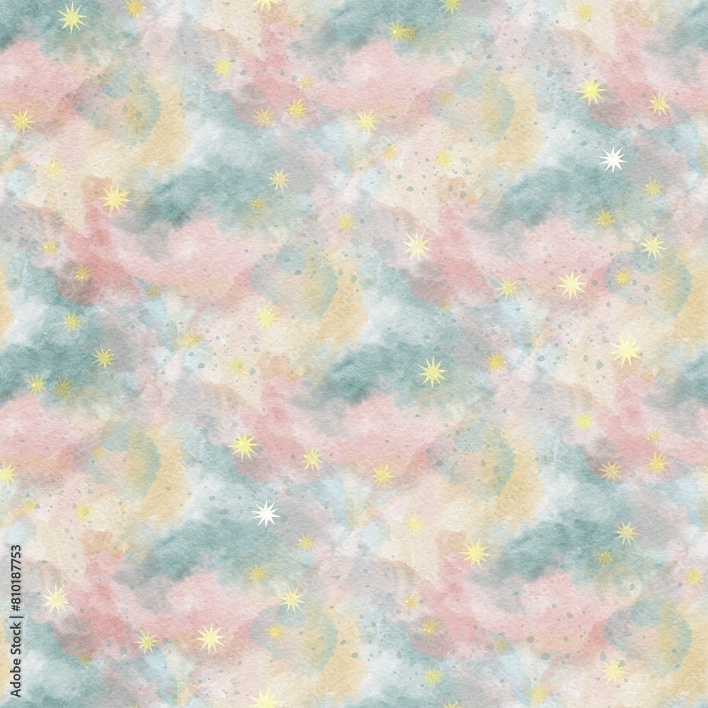 Seamless watercolor abstract pattern for textiles, printing on paper, cards, etc.