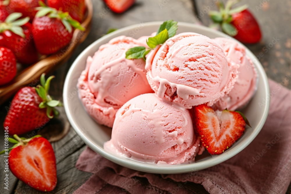 Immerse yourself in the vibrant hues of strawberry ice cream, its sweet aroma and creamy texture enticing Immerse yourself in the vibrant hues of strawberry ice cream, its sweet aroma and creamy texture enticing