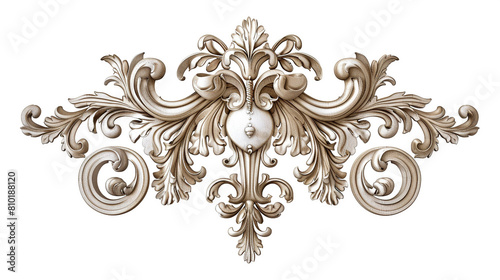 Luxurious rococo style capital design on white background