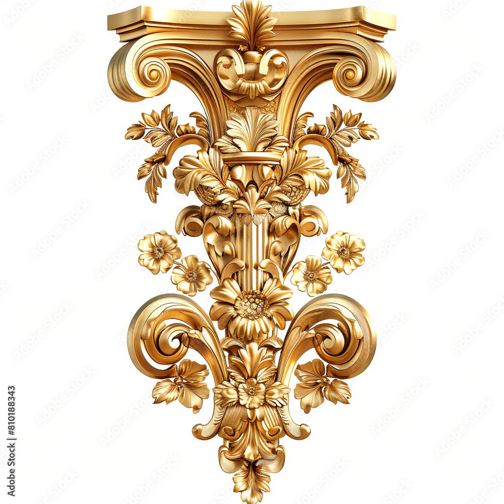 Luxurious Rococo style column design on white background Luxurious Rococo style column design on white background