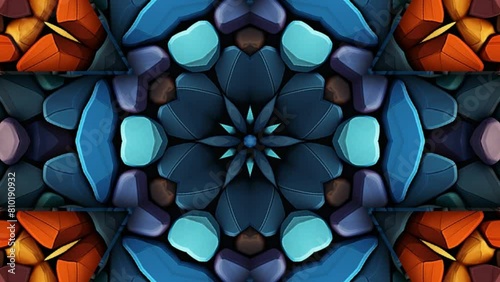 Multicolored flowers in abstraction. Motion. spring concept Kaleidoscope effect in fairly bright colors. photo