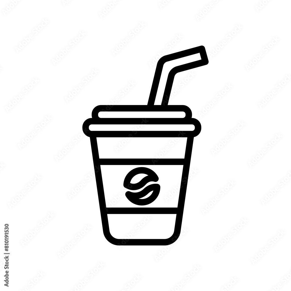 Plastic cup with coffee line icon. Drinks icon. Coffee icon isolated on white background. Transparent background, minimalist symbol. Vector images Plastic cup with coffee line icon. Drinks icon. Coffee icon isolated on white background. Transparent background, minimalist symbol. Vector images