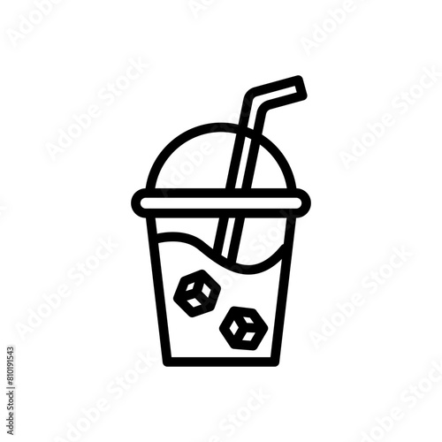 Plastic cup with ice line icon. Drinks icon. Drinks icon isolated on white background. Transparent background, minimalist symbol. Vector images
