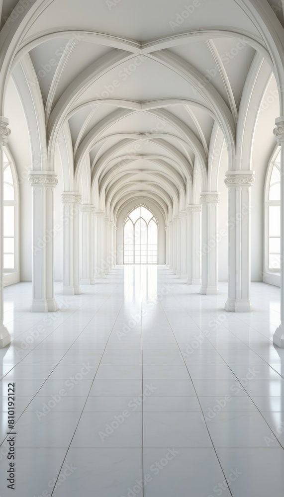 Elegant White Hallway With Columns and Arches Elegant White Hallway With Columns and Arches