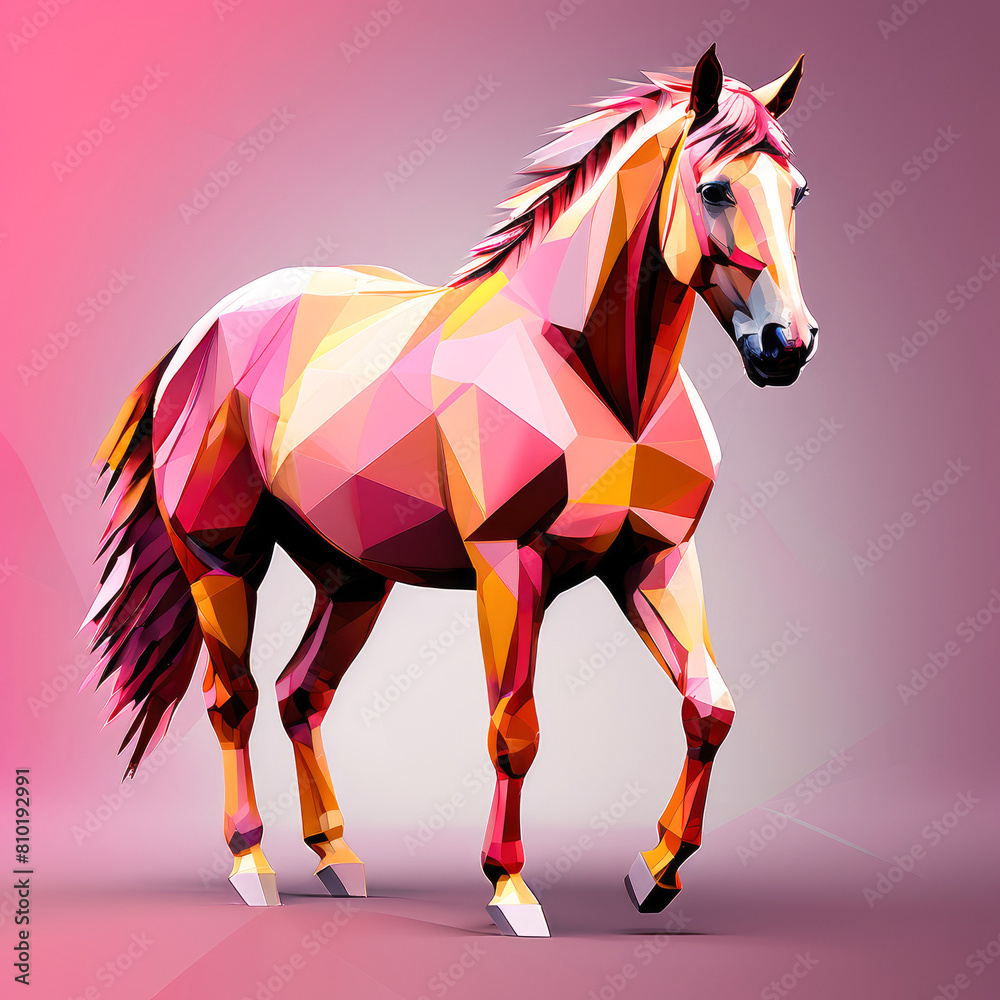 Obraz premium Portrait of a majestic beautiful horse. Polygonal sculpture.