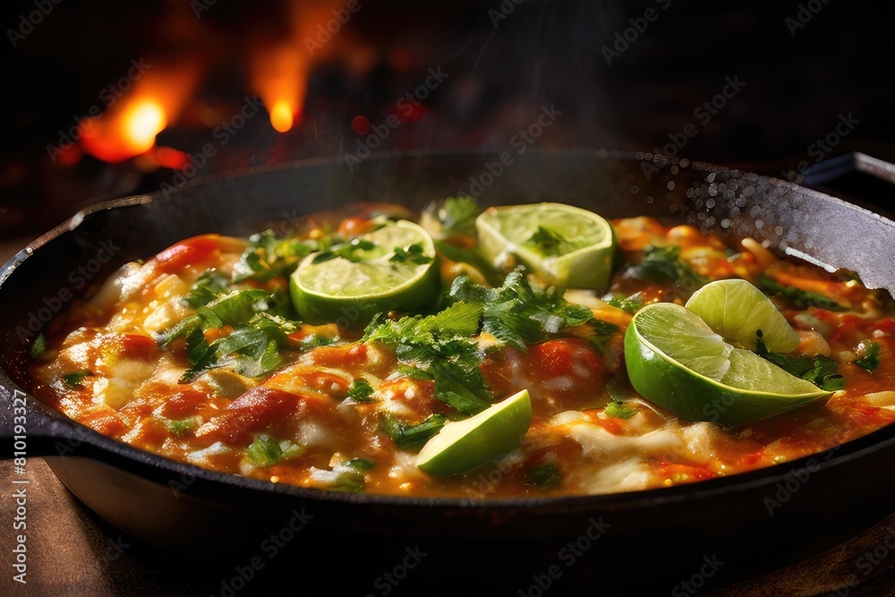 Mexican enchiladas with chicken, vegetables, tomato sauce and cheese. Mexican enchiladas with chicken, vegetables, tomato sauce and cheese.