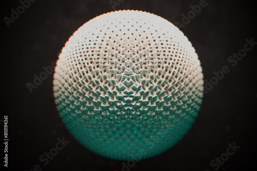 Geometric sphere on black dusty background