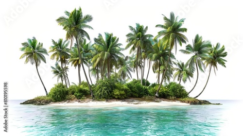 idyllic palmfringed island oasis surrounded by turquoise waters isolated on white tropical paradise photo cutout