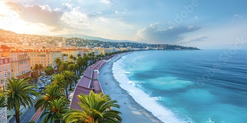 Aerial Perspective of Nice, the Capital of Alpes-Maritimes in the French Riviera. Concept Travel Photography, Aerial Views, Nice France, French Riviera, Landscapes photo