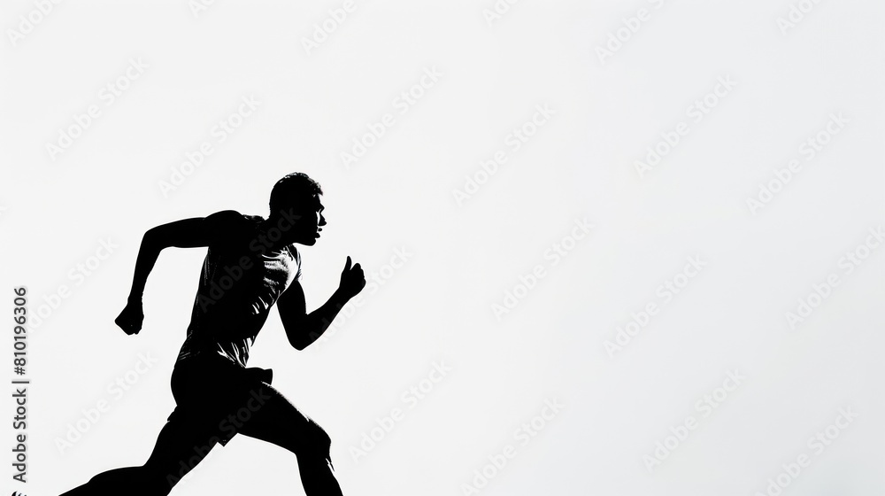 A man is running on a white background