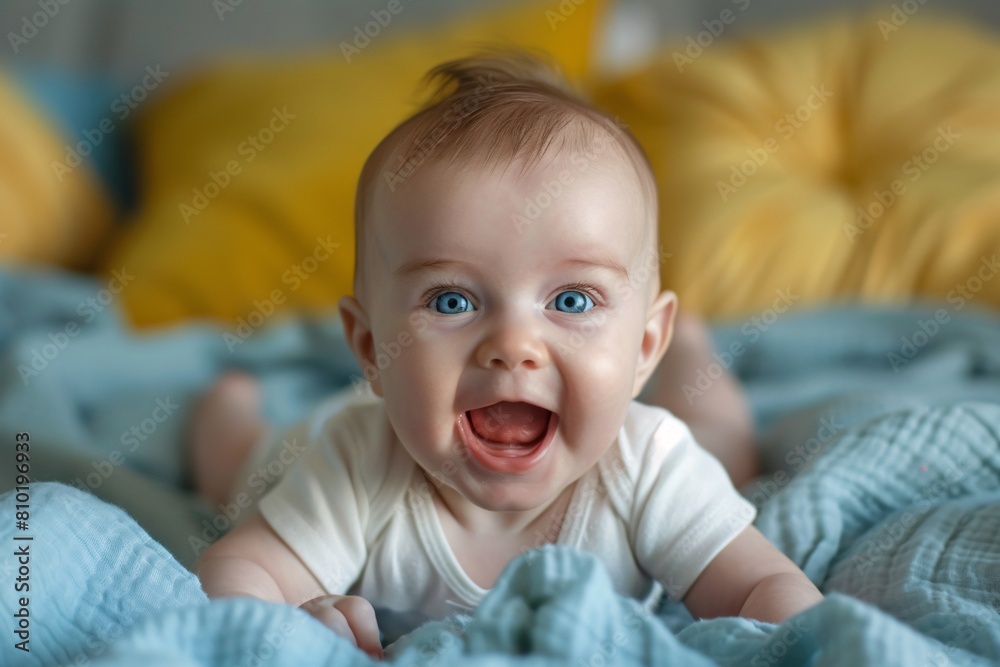 Sweet innocence captured in a baby's playful expression Sweet innocence captured in a baby's playful expression