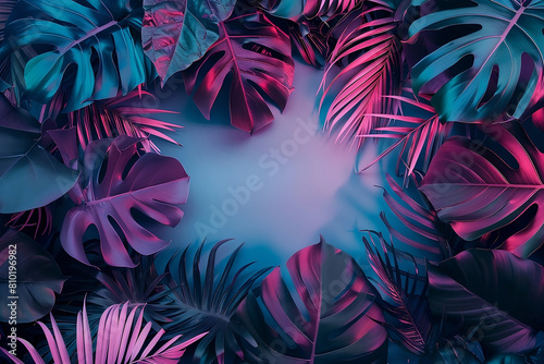 Abstract background with tropical leaves and space for text.