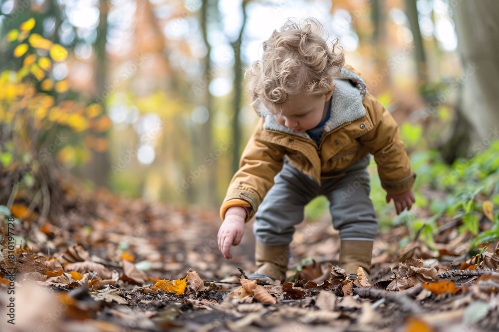 Delightful image of a toddler exploring a nature trail Delightful image of a toddler exploring a nature trail