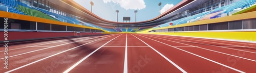 An athletics track surrounded by virtual reality stands and phantom cheers  crafted exclusively for a hightech AI image with copy space