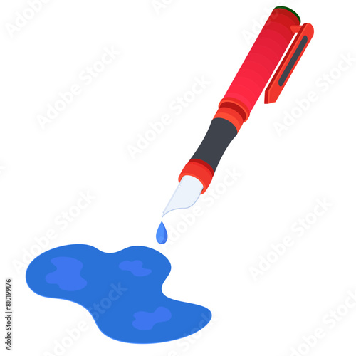 Fountain Pen with Blue Ink Blob