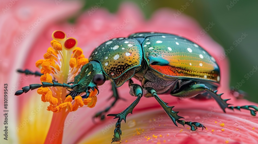 Naklejka premium beetle on a leaf