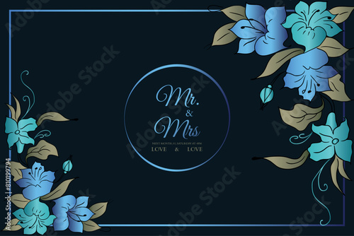 Wedding invitation cards with floral elements