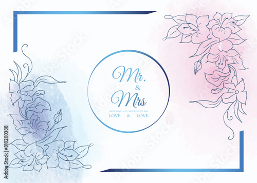 Wedding invitation cards with floral elements