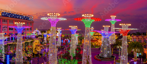 Baan Sukhawadee house decorated with lights celebrate christmas, pattaya,Thailand.