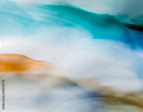 watercolor background with teal, blue and yellow gold streaks, watercolour wash, ocean, design, unity