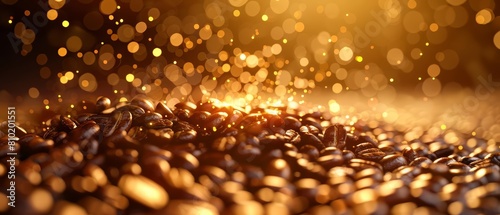 Show Gold Glow HUD icon of gourmet coffees  brewing energy with very blurry backdrop