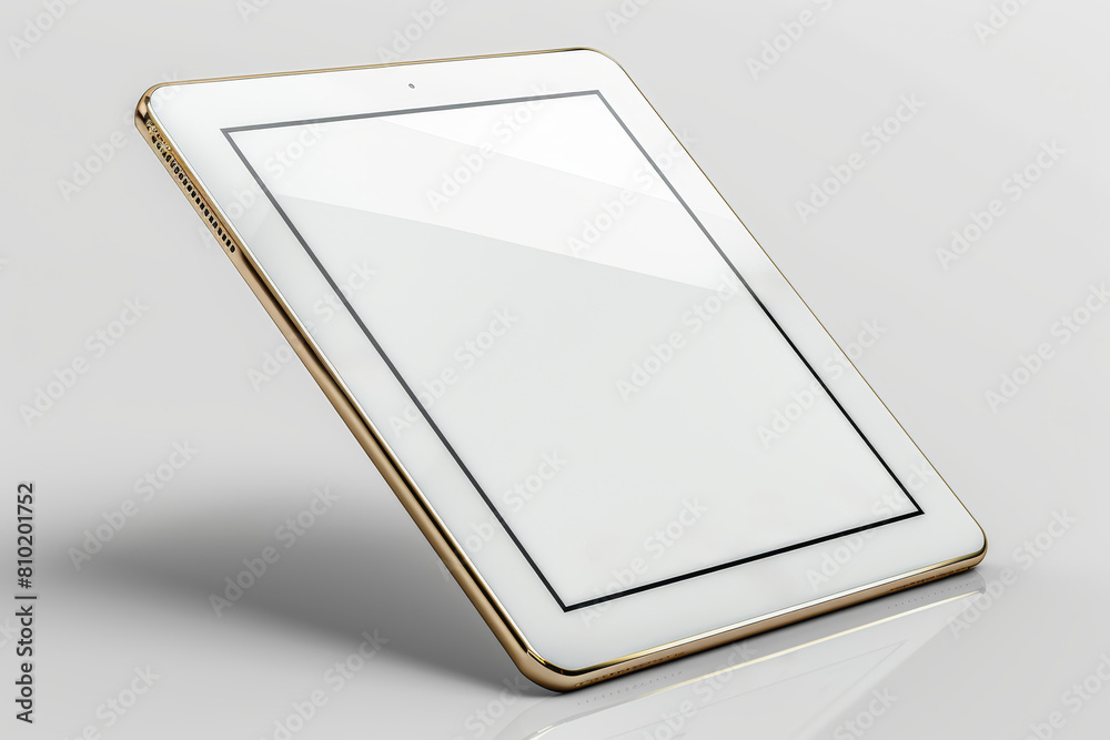 Isolated blank white tablet with an empty screen, ideal for showcasing app designs or digital publications. Generative Ai. Isolated blank white tablet with an empty screen, ideal for showcasing app designs or digital publications. Generative Ai.