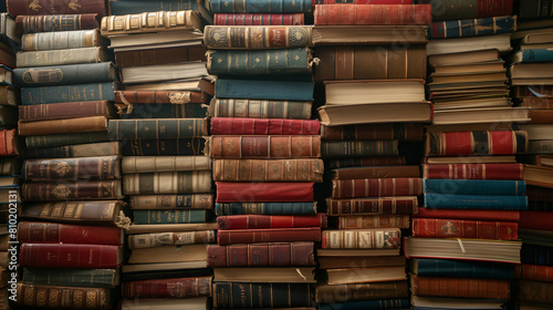 Many different books as background