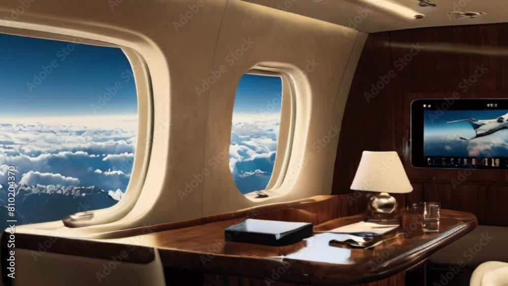Luxury Private Jet Interior with Window View Luxury Private Jet Interior with Window View
