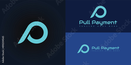 Abstract initial rounded letter P or PP logo in blue color isolated on multiple background colors. The logo is suitable for online payment service icon logo design inspiration templates. photo