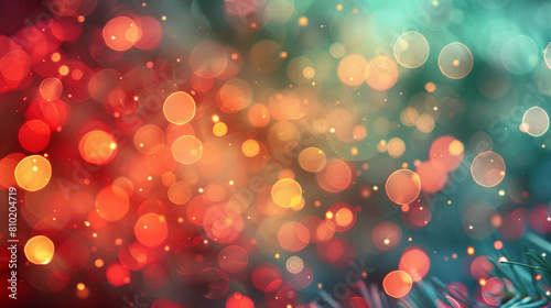 GLOWING CIRCLE BOKEH WITH COLORFUL GRADIENT, DARK CHRISTMAS BACKDROP