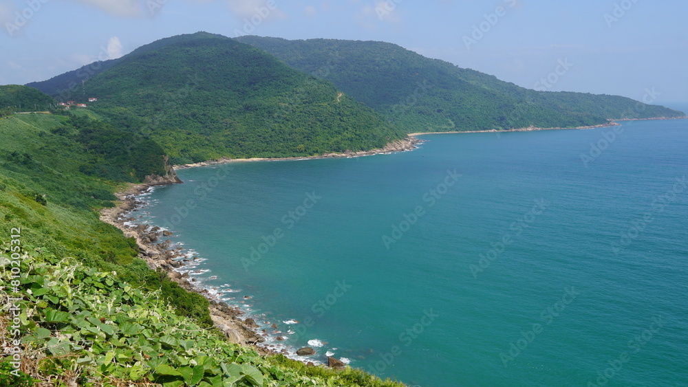 view of the sea and mountains da nang Vietnam 
