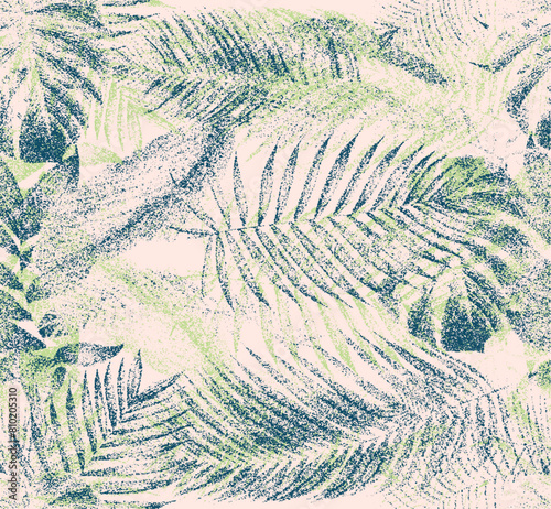 Vintage Palm Tree Pattern in vector graphic, tropical background pattern in summer botanical vibes, grunge texture effects this print, it use for textile fabric allover , t-shirt design