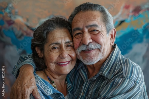 loving senior couple enjoying life together happy retired hispanic man and woman smiling at camera strong relationship concept digital art
