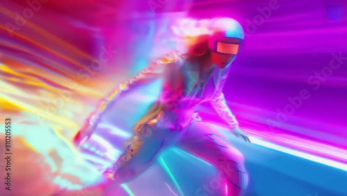 High-Velocity Motion of Skater with Futuristic Visuals photo