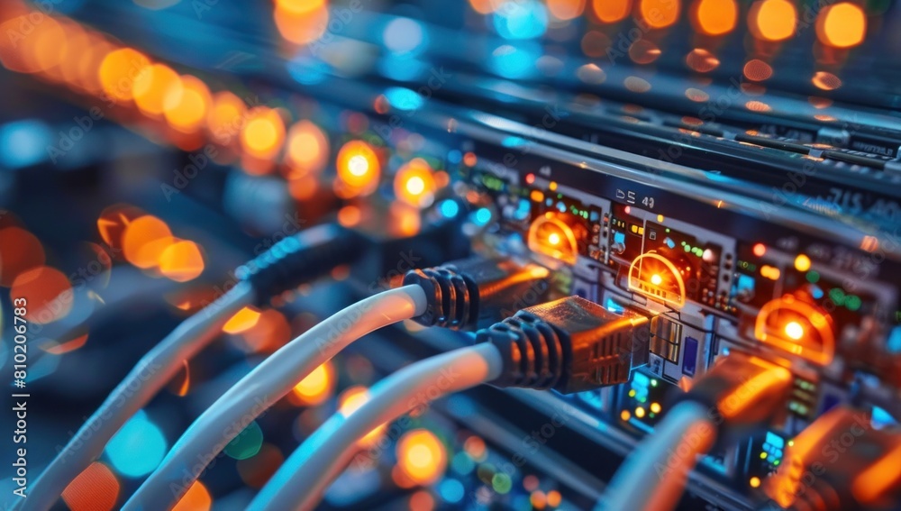Freeze the moment as data packets zip through cables, illustrating the seamless flow of information enabled by robust network architecture. Freeze the moment as data packets zip through cables, illustrating the seamless flow of information enabled by robust network architecture.